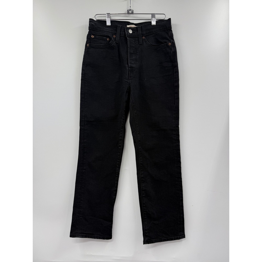 Levis Wedgie Straight High Rise Black Button Fly Jeans Womens Size 27